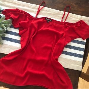 Red Express Cold Shoulder Top
